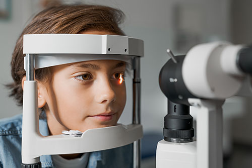 Child getting eyes examined